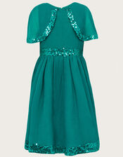Callie Sequin Cape Sleeve Dress, Green (GREEN), large
