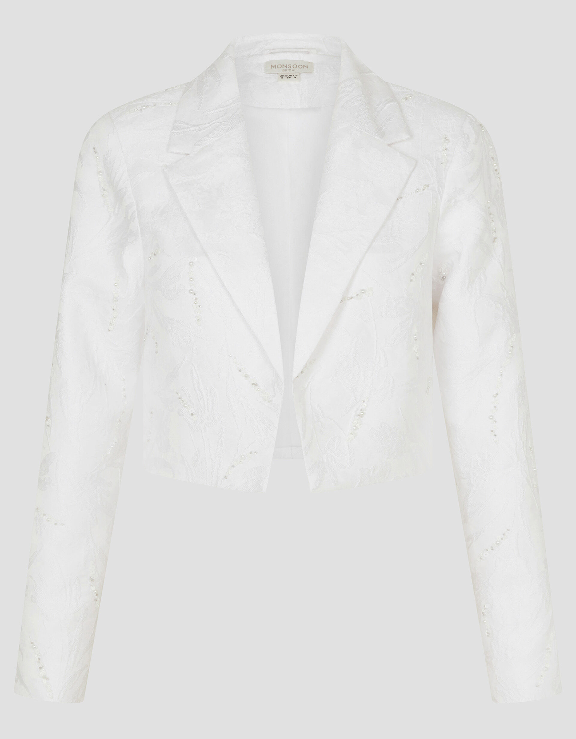 Faye Jacquard Cropped Bridal Jacket Ivory