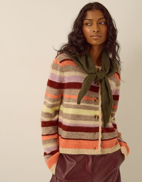 Fae Knitted Triangle Scarf, Brown (CHOCOLATE), large