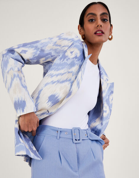 Peggy Blazer in Linen Blend, Blue (BLUE), large
