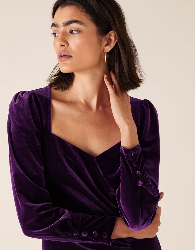 Emily Stretch Velvet Shift Dress, Red (WINE), large