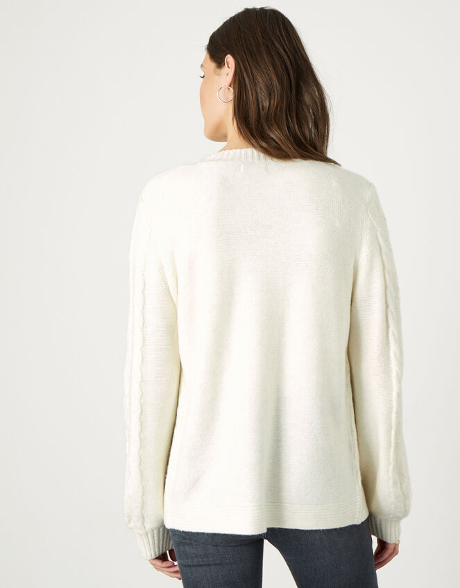 Cariad Cable Bobble Cardigan, Ivory (IVORY), large