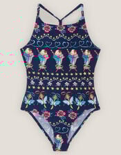 Ice Cream Print Swimsuit, Blue (NAVY), large