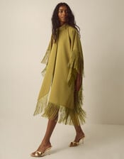 Novi High-Neck Fringe Mini Dress, Green (CHARTREUSE), large