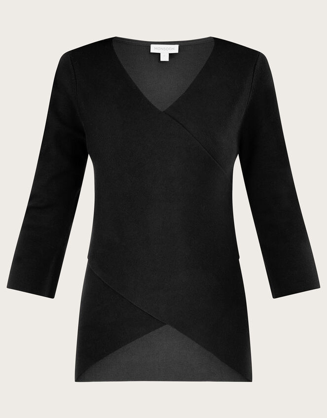Smart Wrap Jumper with LENZING™ ECOVERO™ , Black (BLACK), large