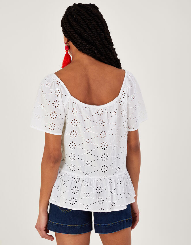 Plain Schiffli Top , White (WHITE), large