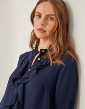 Lara Long Sleeve Frill Dress, Blue (NAVY), large