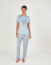 Star Placement Print Pyjama Set in LENZING™ ECOVERO™, Blue (BLUE), large
