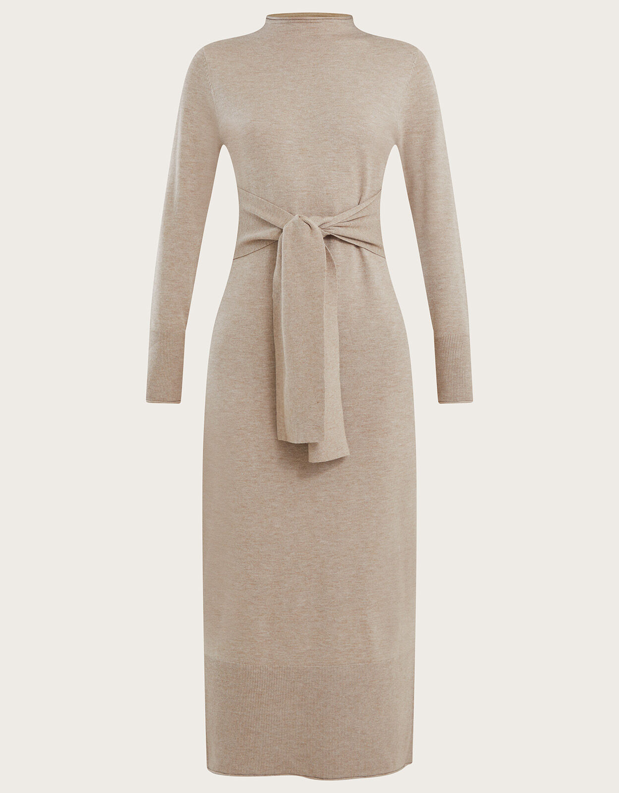 Ribbed belted column dress outlet