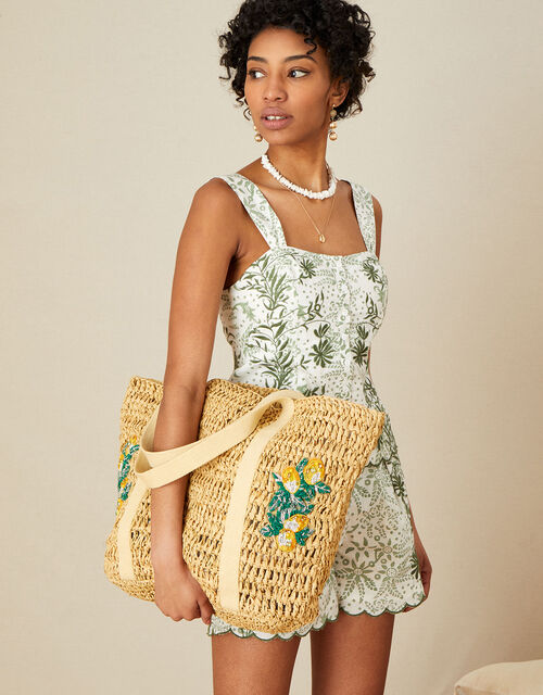 Embellished Crochet Tote, , large