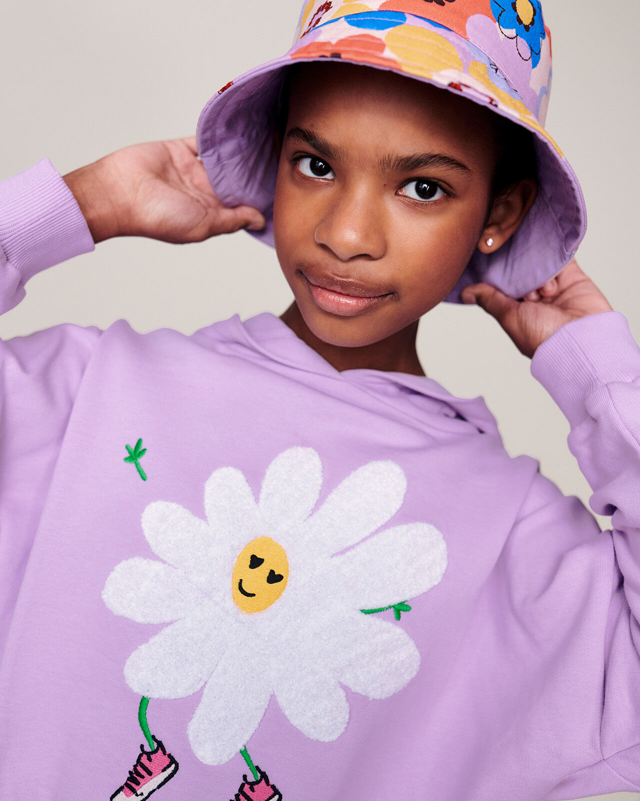 Brushed Flower Applique Hoodie Purple Girls Cardigans Monsoon US