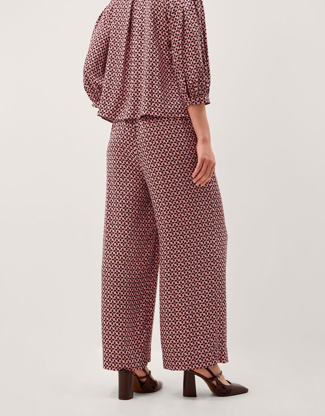 Netta Floral Print Wide Leg Trousers, Pink (PINK), large