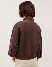 Marie Funnel Neck Linen Blend Jacket, Brown (CHOCOLATE), large