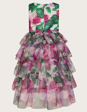 Hydrangea Scuba Ruffle Dress, Pink (PINK), large