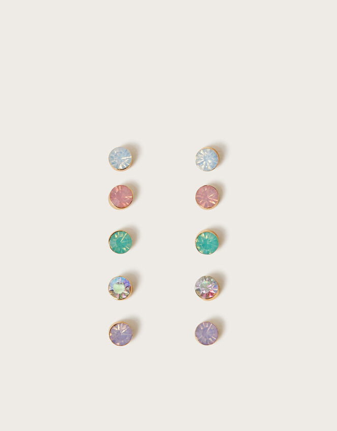 5-Pack Pastel Gem Stud Earrings, , large