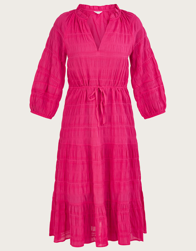 Textured Tiered Smock Dress, Pink (PINK), large