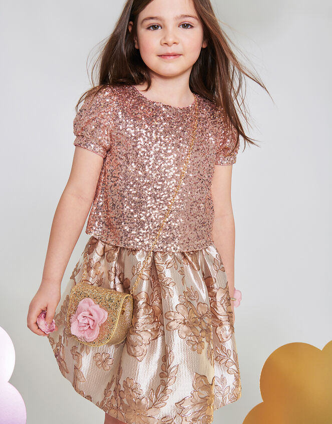 Floral Jacquard Skirt, Pink (PINK), large