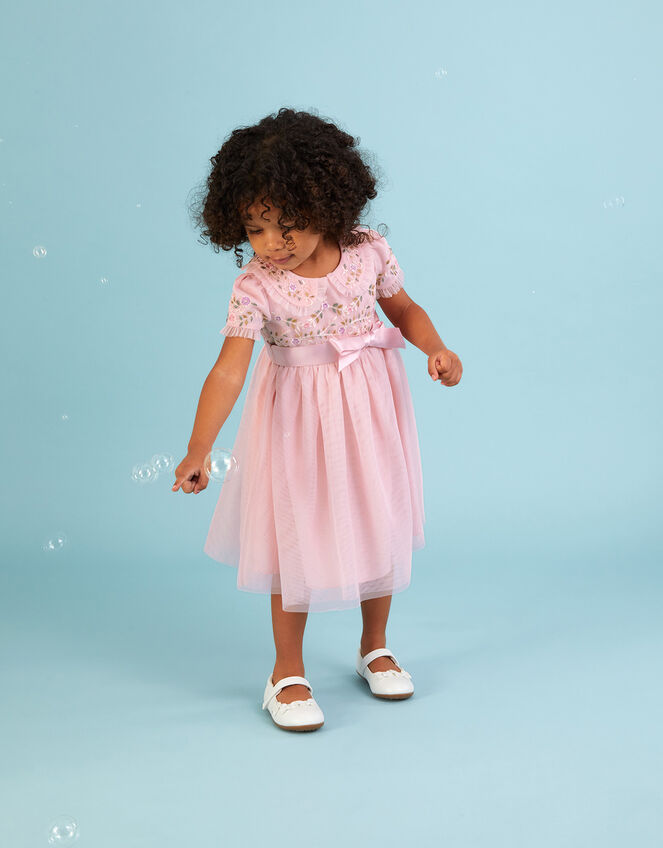 Baby Embroidered Collar Tulle Dress, Pink (PINK), large