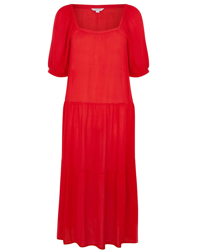 Square Neck Midi Dress in LENZING™ ECOVERO™, Red (RED), large