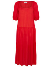 Square Neck Midi Dress in LENZING™ ECOVERO™, Red (RED), large