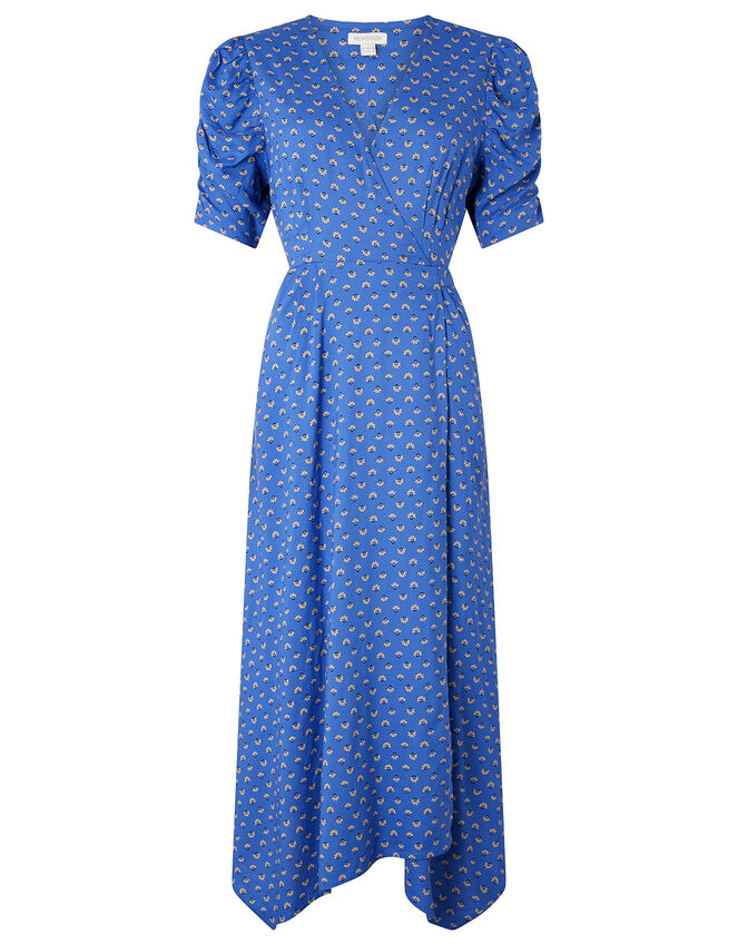 Rhiannon Floral Hanky Hem Dress in LENZING™ ECOVERO™ Blue