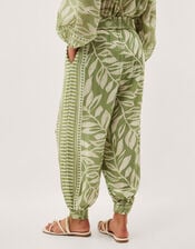 Lillie Leaf Print Harem Pants, Green (GREEN), large