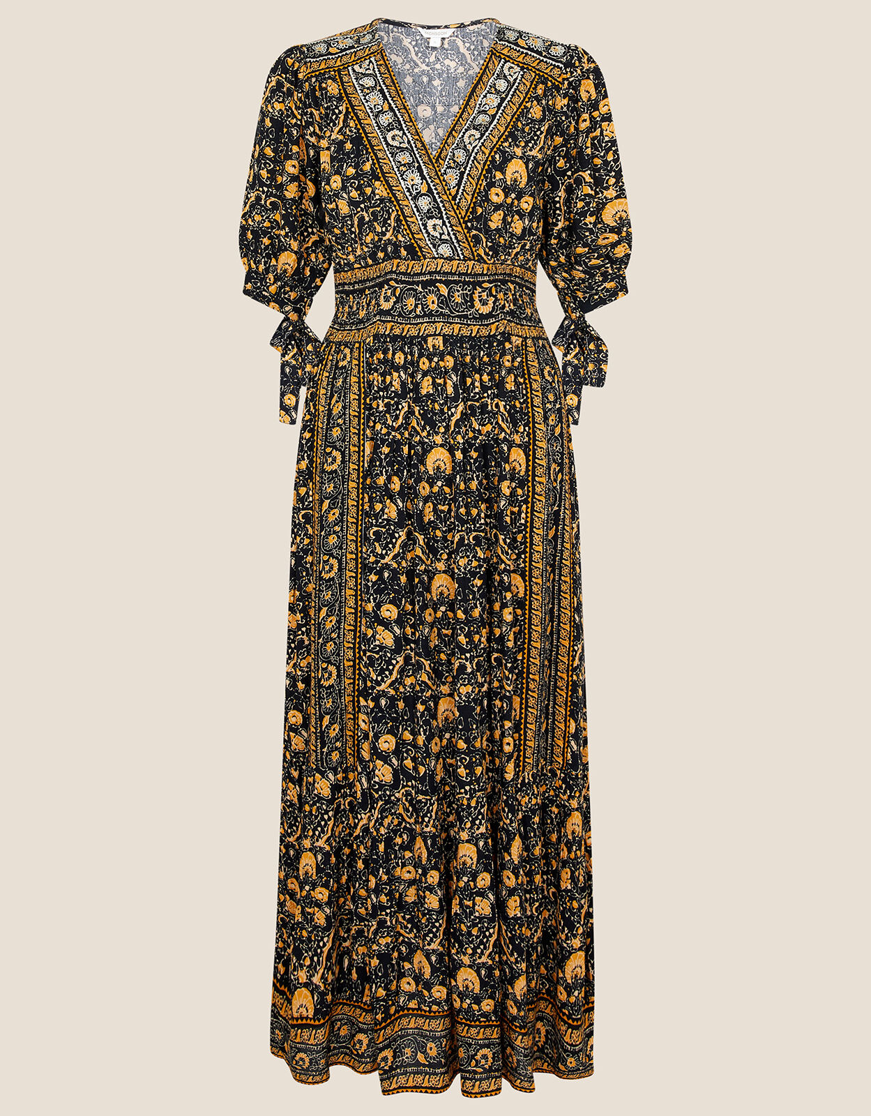 Ariel Heritage Print Midi Dress Black