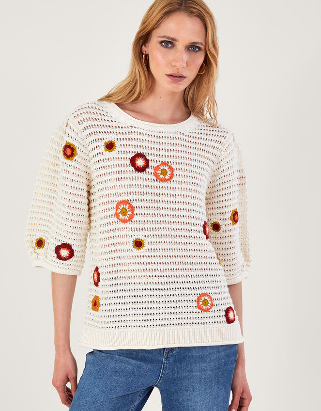 Floral Embroidered Jumper, Ivory (IVORY), large
