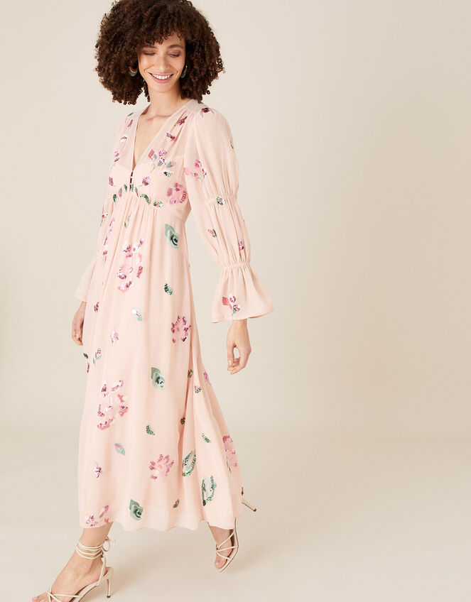 Hayley Embroidered Floral Tea Dress, Pink (PINK), large