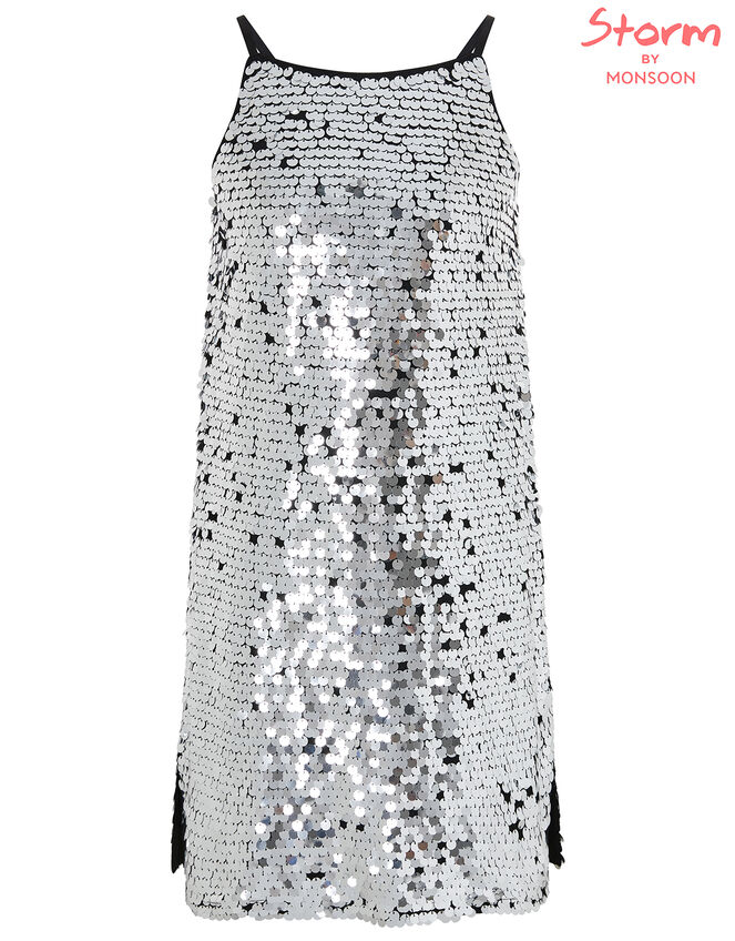 Sabella All-Over Sequin Dress, Silver (SILVER), large
