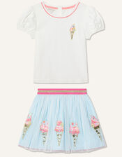 Disco Ice-Cream Top and Skirt Set , Blue (BLUE), large