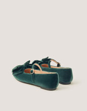 Bow Velvet Ballet Flats, Green (GREEN), large
