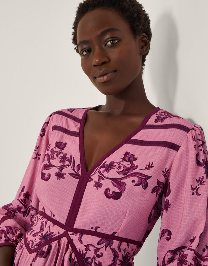 Matilde Floral Long Sleeve Midi Dress, Pink (PINK), large