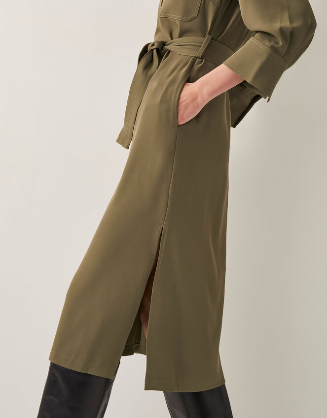 Grace Cargo Midi Shirt Dress, Green (KHAKI), large