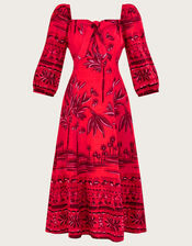 Paola Palm Print Dress with LENZING™ ECOVERO™, Red (RED), large