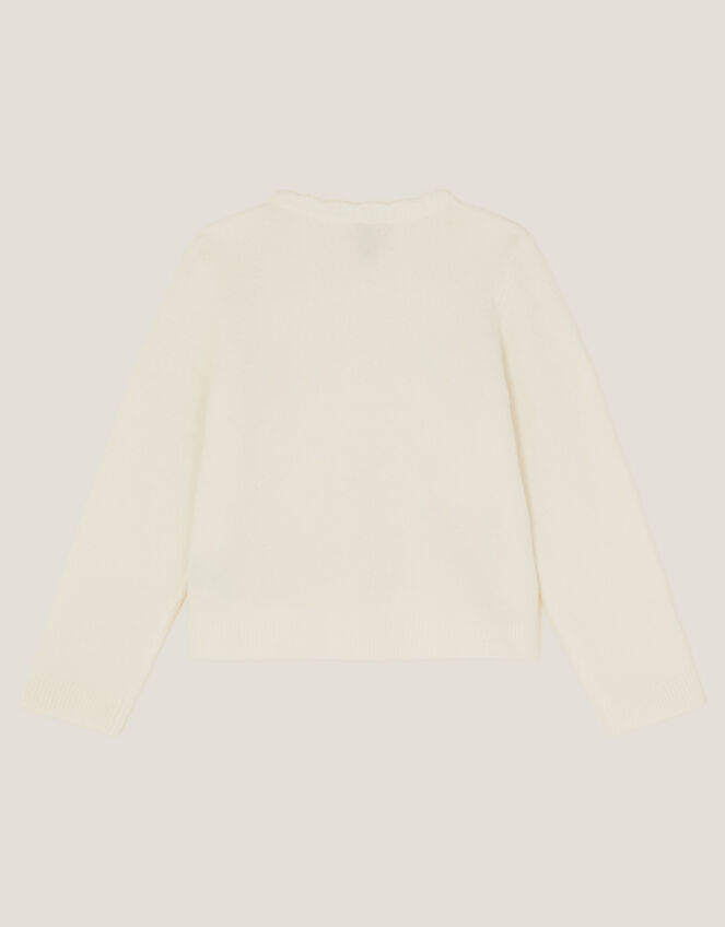 Bow Embellished Cardigan, Ivory (IVORY), large