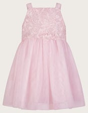 Baby Anna Long Sleeve Lacy Dress, Pink (PALE PINK), large