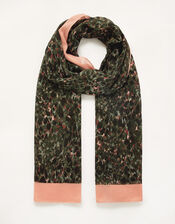 Animal Print Trim Lightweight Scarf, , large
