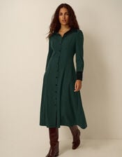 Saba Collar Corduroy Midi Dress, Green (DARK GREEN), large