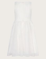 Fiorella Embroidered Scuba Dress, Ivory (IVORY), large