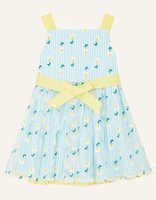 Baby Daisy Stripe Dress, Blue (BLUE), large