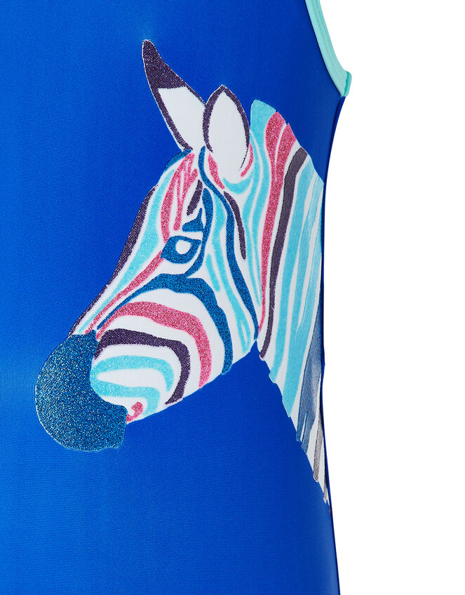 Zori Glitter Zebra Swimsuit, Blue (BLUE), large