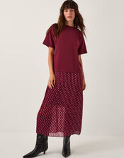 Senya Jersey Polka Dot Midi Dress, Red (BERRY), large