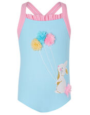 Baby Bunny 3D Flower Swimsuit, Blue (TURQUOISE), large