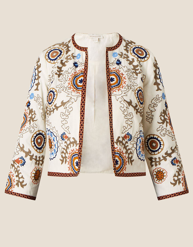 Embroidered Circle Jacket, Ivory (IVORY), large