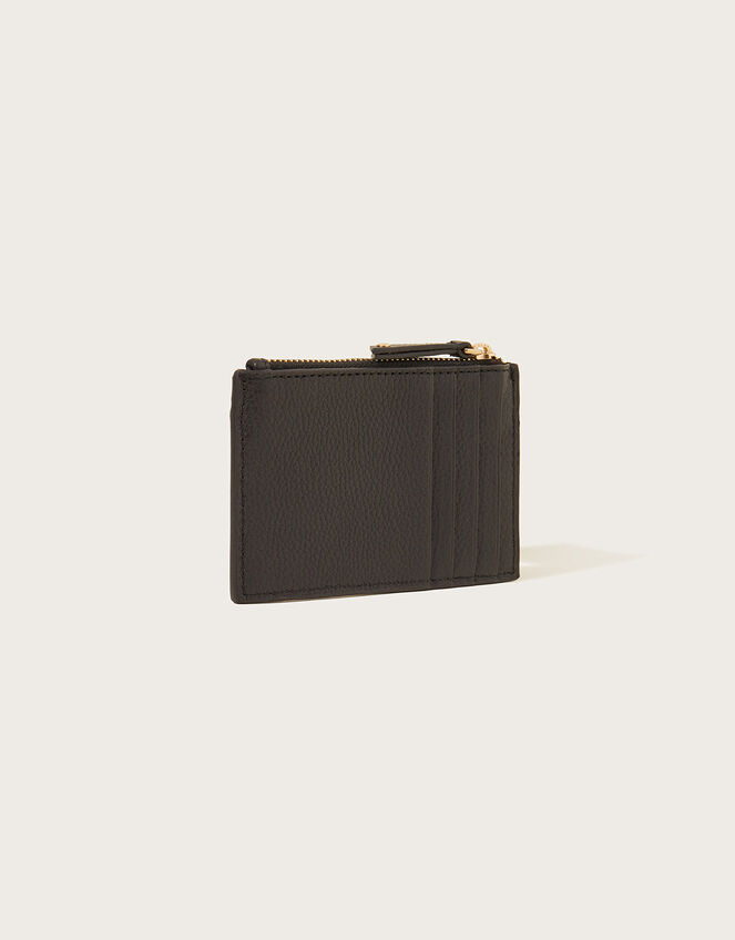 Scallop Leather Card Holder, Black (BLACK), large