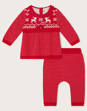 Newborn Reindeer Knit Set, Red (RED), large