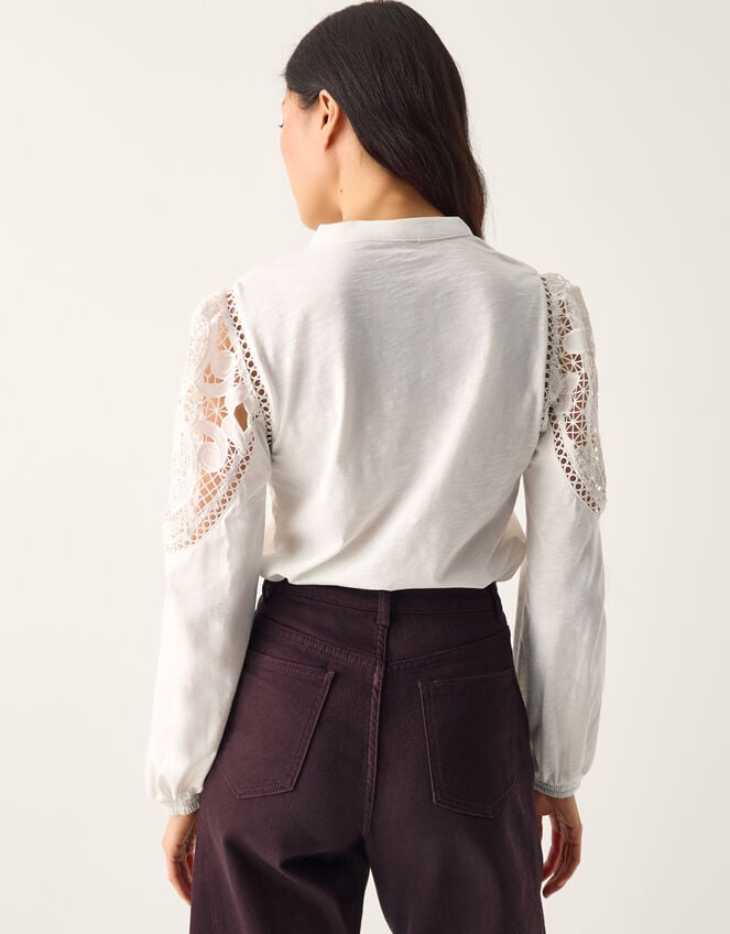 Layla Lace Jersey Top, Ivory (IVORY), large