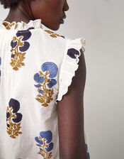 East Lucy Sleeveless Floral Top, Blue (BLUE), large