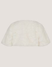 Baby Rose Faux Fur Cardigan, Ivory (IVORY), large